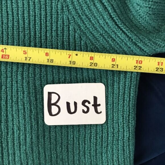 Aritzia Teal Green Chunky Knit Merino Wool Long Sleeve Pullover Sweater - M - Picture 6 of 9